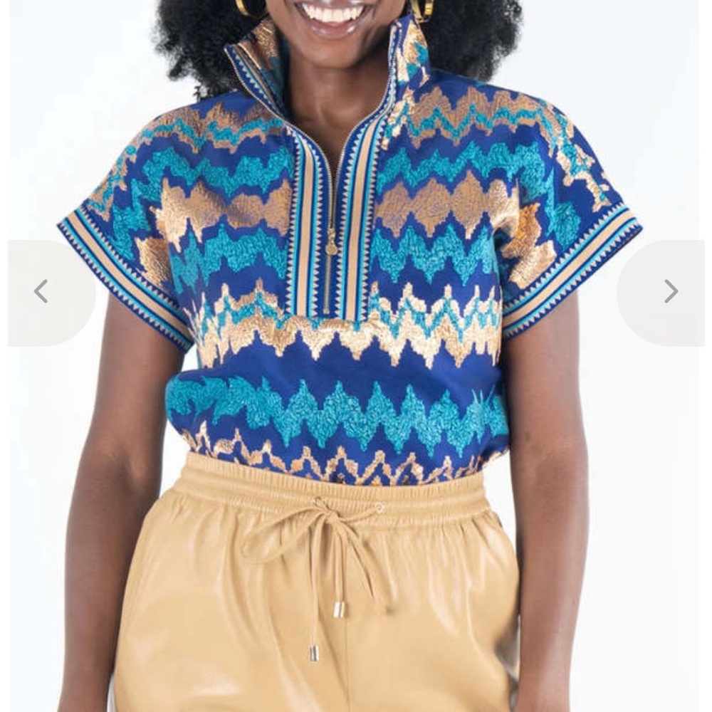 Blue and Gold Zigzag Women's Top